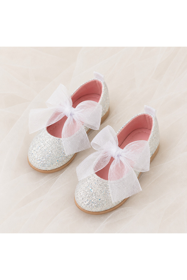 Girls' Orthopedic Shoes with Glittery Bows and Velcro Fasteners