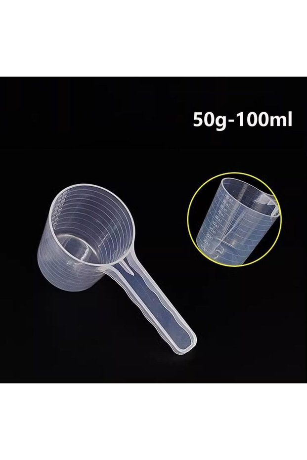 50g-100ml 5pcs/set Transparent Plastic Spoon Measuring Flat-bottomed Spoon with Scale Useful Kitchen