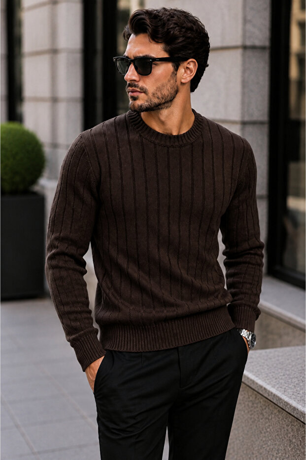 Men's Thick Ribbed Basic Sweater