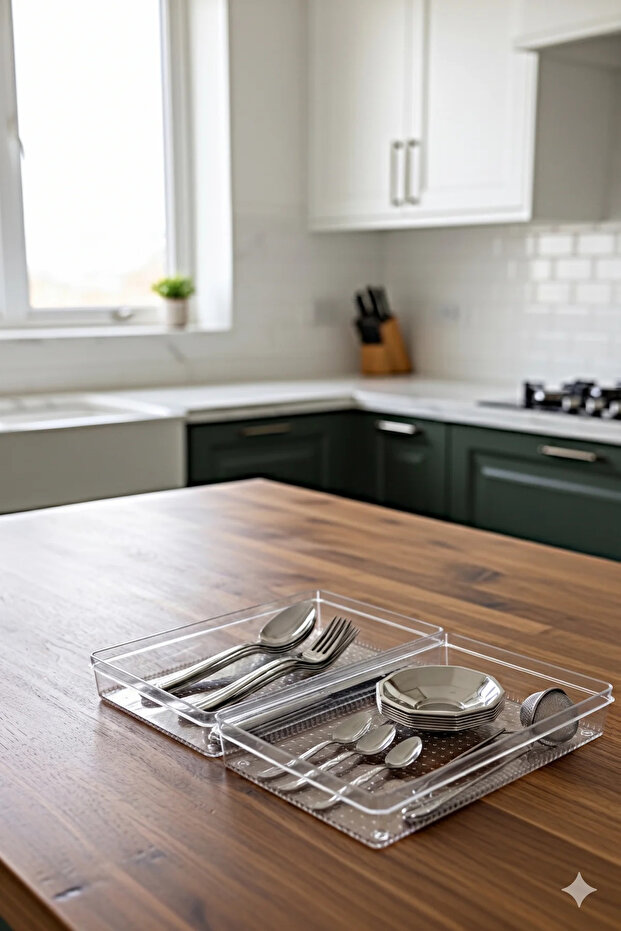 2-Piece Modular Spoon Holder Set - Kitchen Organizer Drawer Organizer Crystal Raw Material