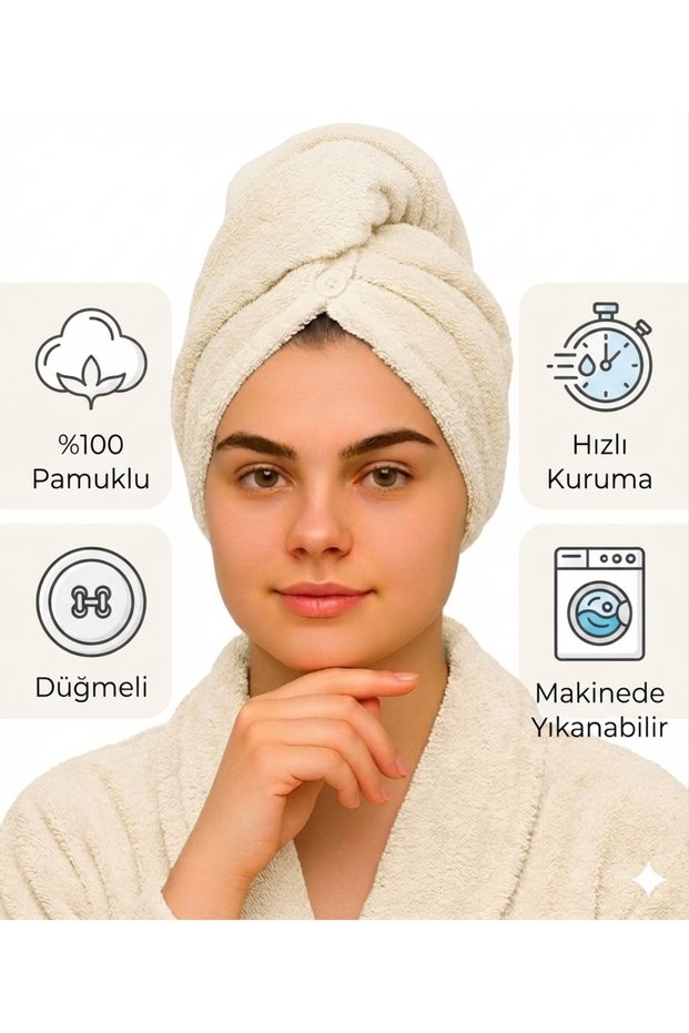 Button Elastic Hair Towel, Hair Cap, Makeup Cap, Facial Care Towel, Hair Drying after Bath
