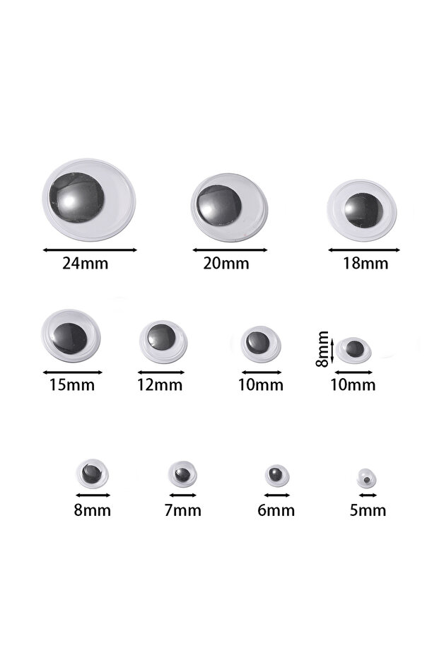 20mm x 50pcs Eyes 50/100/200pcs 5-24mm Self-adhesive Wobbly Wiggle Eyes 3D Moving Eye for DIY Scrapb