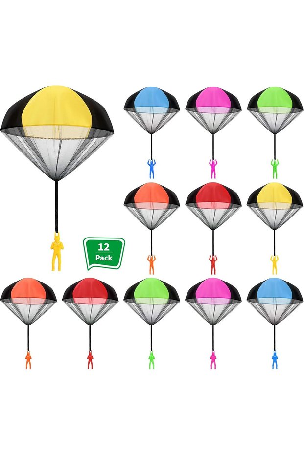 12 pcs 2/4/6/12Parachute Figures Hand Throw Toy Throwing Army Toy Outdoor Children's Toss It Up Flyi