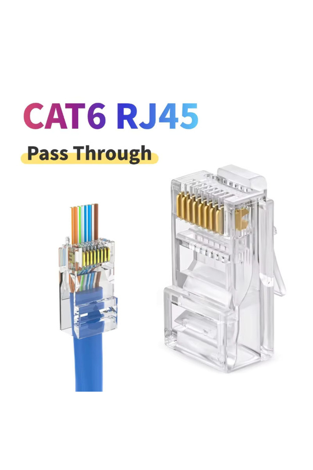 50PCS RJ45 CAT6 50/100pcs RJ45 Cat6 Pass Through Connector Gold Plated Unmodule Plug Network RJ-45 C