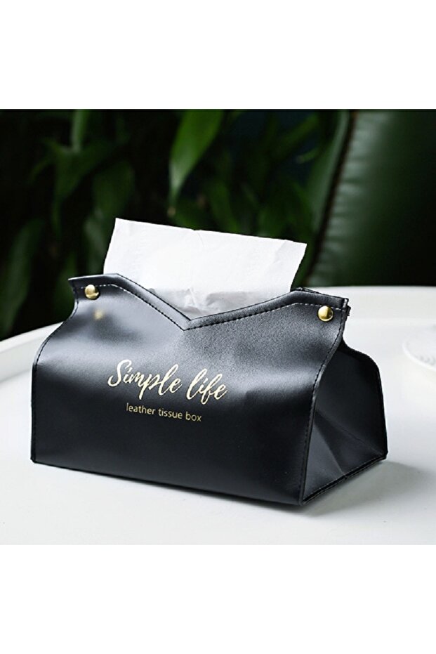 Black Leather Tissue Box Napkin Holder Car Tissue Box Home Living Room Holder Case Storage Hotel Car