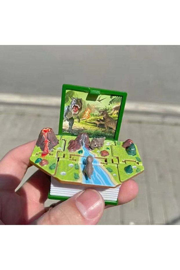 01 Mini 3D Books Keychain Toys Pop Up Keychain 3D Dinosaur Toys Dinosaurs Figures Book Dinosaur Worl
