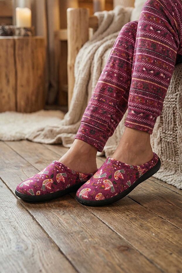 Women's Winter Pu Comfortable Sole Patterned Home Garden Gondola Slippers