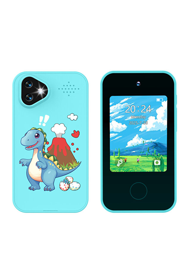 Dinosaur Blue Kids Smart Phone Toy with Dual Camera Educational Games Music Player Safe Mode Best Bi