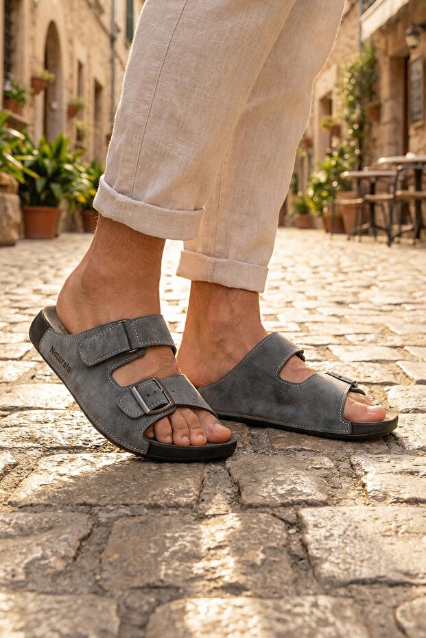 Naturela Comfort للرجال صيفي مريح ونعل من الجلد الصناعي ومشبك واحد ومشبك واحد قابل للتعديل G