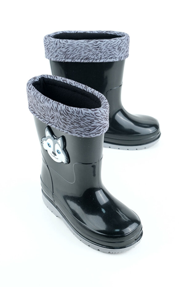 Boys' Winter Pvc Warm Lined Waterproof Rain Boots