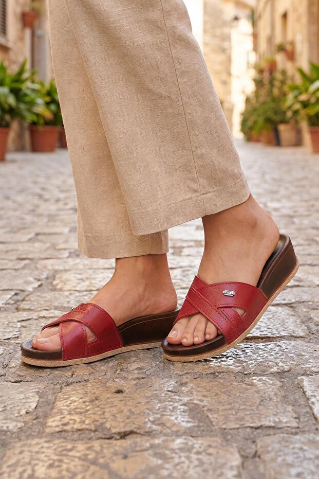 Summer Faux Leather High Heel Women's Daily Slippers