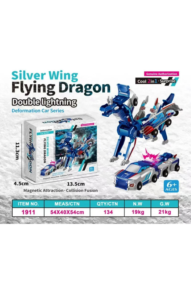 1 Collision Transforming Dinosaur Car Toy Magnetic Dinosaur Transformer Car Transform into Dinosaur.