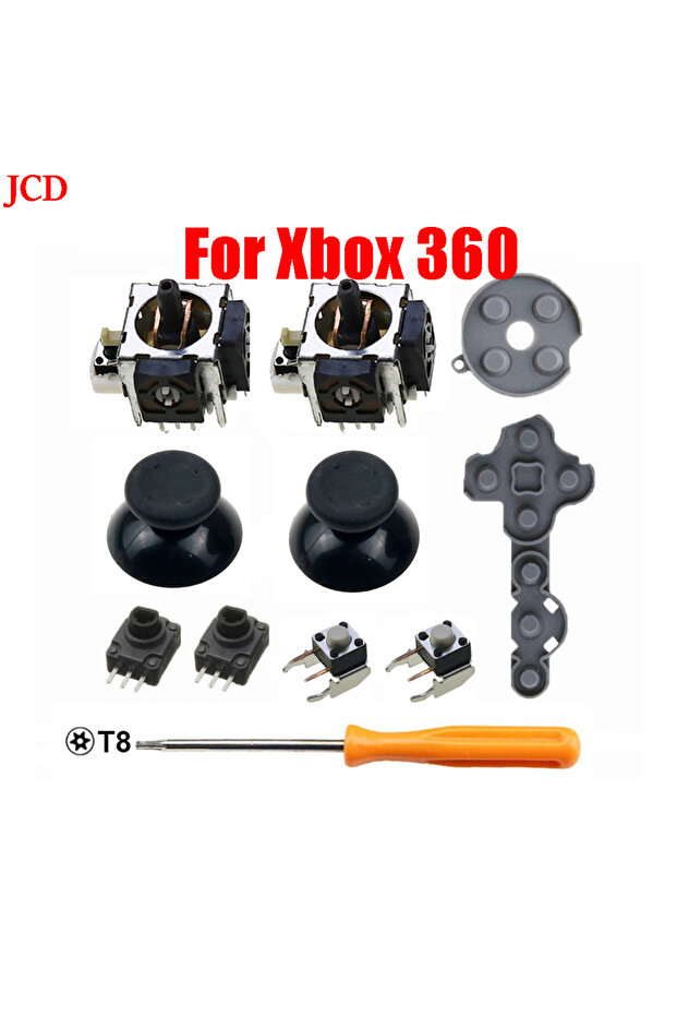 مجموعة JCD 11 في 1 لوحدة تحكم Xbox 360 تشمل مستشعرات العصا التناظرية + أغطية عصا التحكم LT RT