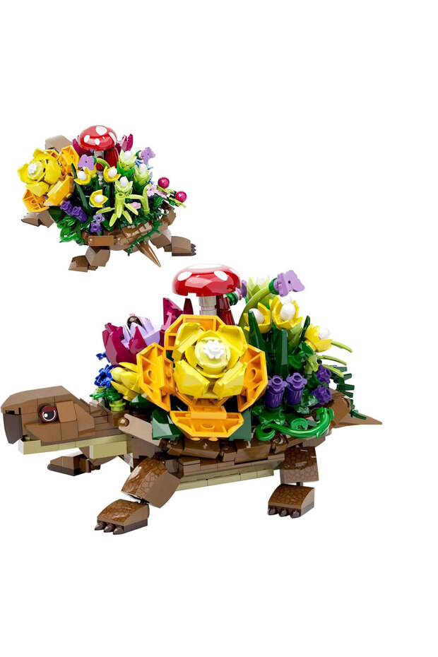 No color box 510pcs Turtle Planter Flower Pots Model Kit Animal Planter Building Blocks Flower Pots