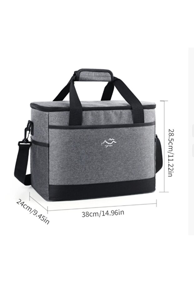 Grey Large-Capacity Square Ice Packs Minimalist Insulated Lunch Box Bag Crossbody Fresh-Keeping Picn