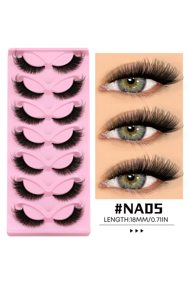 7pairs-NA05 Veltrinay Cat Eye Lashes Natural Fake Lashes Winged End Eye Elongated Eyelashes Faux Min