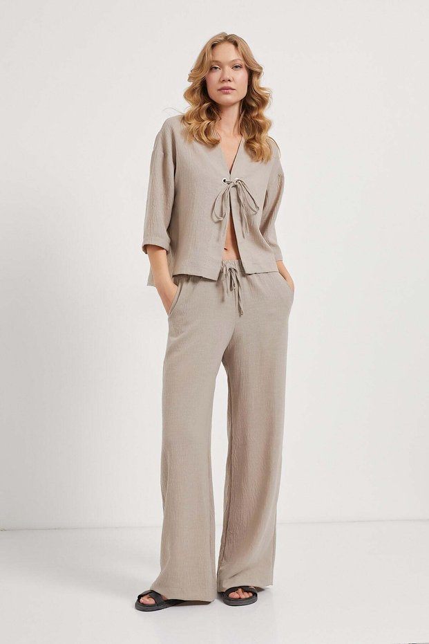 Women's Elastic Waist Cotton Mink Baggy Loose Trousers