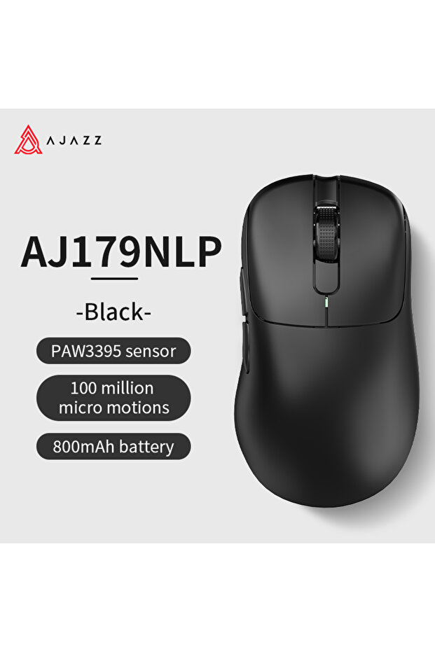 179NLP-Black-800mAh AJ179 Lightweight Wired And Wireless Mouse Ergonomic Macro Gaming Mo