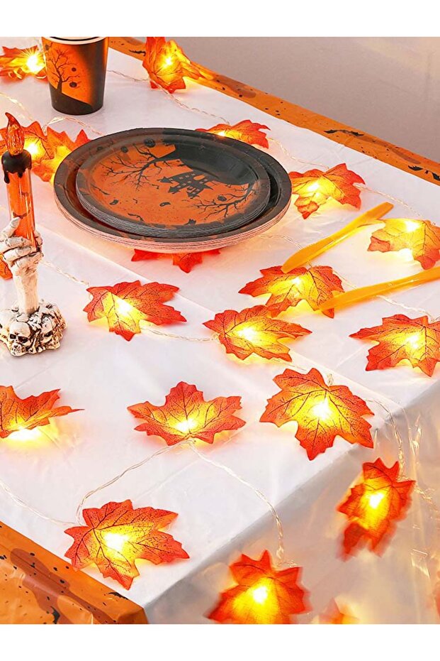 1.5M10LED Warm White 1PC Maple Leaf String Lights 10/20/30/40 LED Lights Battery Operated Waterproof