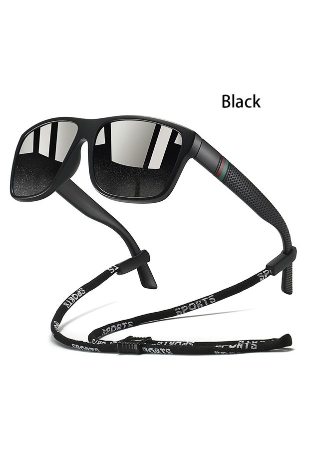 GL-F364(Black ) With Chain Fashion Classic Square Sunglasses Men Women Driving Fishing Colorful Tren