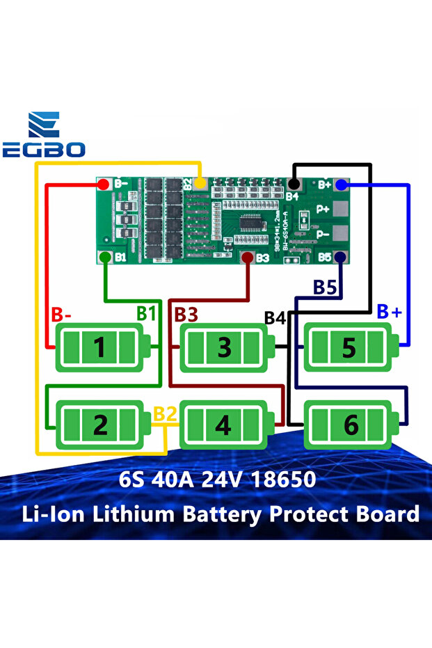 6S 40A 24V 18650 Li-Ion Lithium Battery Protect Board Solar Lighting Bms Pcb With Balance For Ebi...