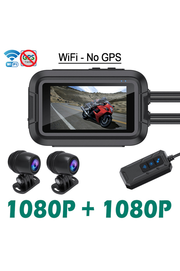 128G WiFi-No GPS Dual 1080P Motorcycle DVR Full Body Waterproof Moto Camera WiFi GPS Dash Cam Front