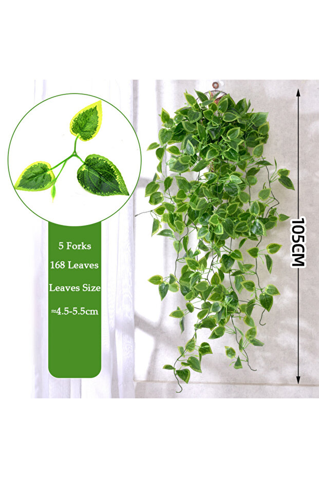 lv su 105cm 5 Forks Artificial Vines Plants Outdoor Plastic Creeper Green Ivy Wall Hanging Plants Br