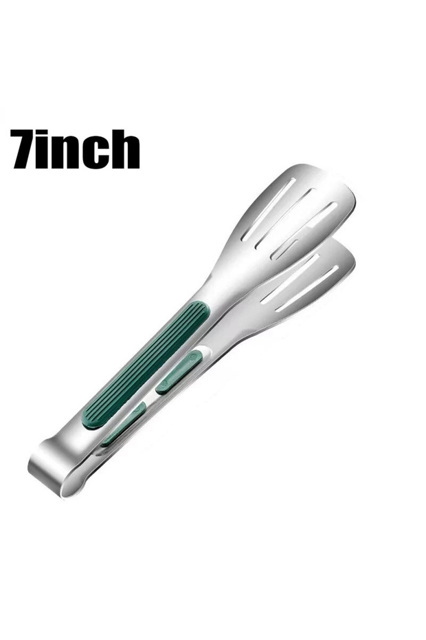 1PC 7inch 1pc Non Slip Stainless Steel Food Tongs Meat Salad Bread Clip Barbecue Grill Buffet Clamp