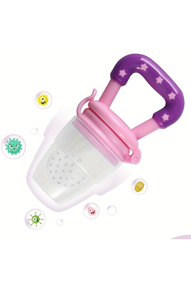Pink Baby Feeding Spoon Fruit Grinding Pacifier Complementary Bites Silicone Mesh Baby Feeding Table
