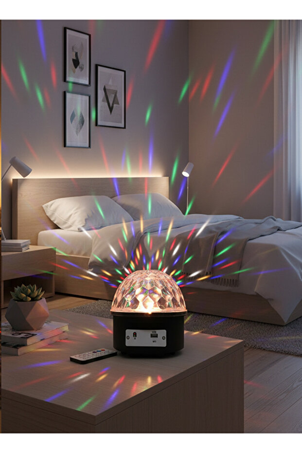 كرة كريستال سحرية بإضاءة بلوتوث مع تأثيرات ديسكو LED RGB، مكبر صوت لاسلكي يعمل بالصوت، إضاءة للحفلات للمنزل والكاريوكي والفعاليات