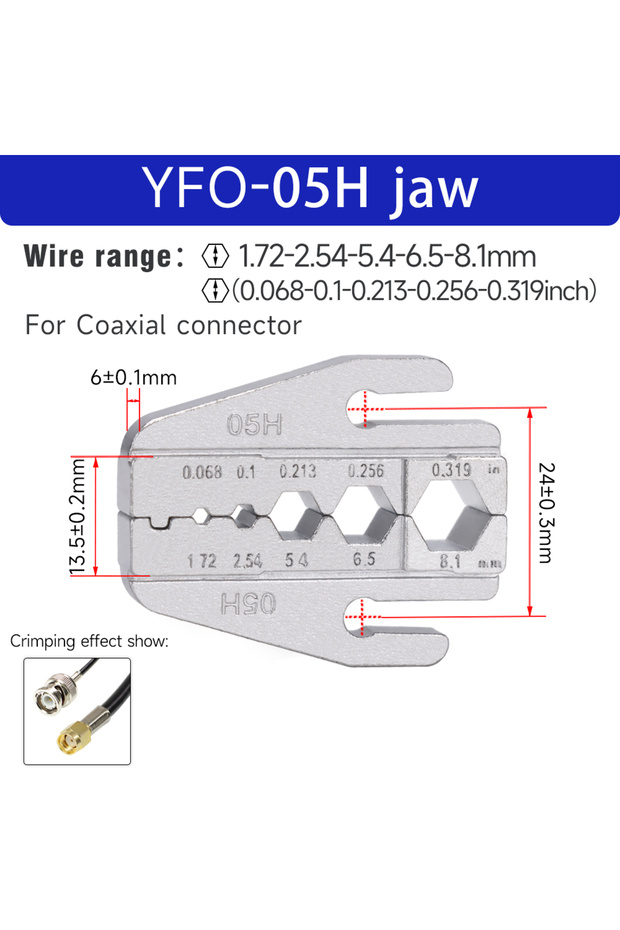 YFO-05H jaw 1 Pcs Crimping Jaws Replacement Dies for YFO Crimping Pliers Interchangeable Crimping Di