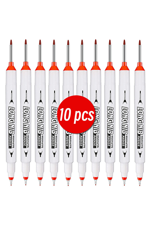 10 pcs Red 20mm Double-Tip Deep Hole Long Head Nib Markers For Metal Pen Waterproof Bathroom Woodwor