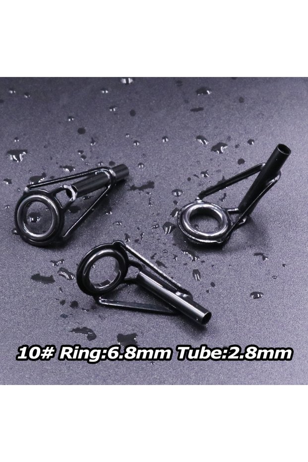 Size10 2.8mm 5Pcs 5Pcs Fishing Rod Tip Guides Repair Kit Stainless Steel Frames Ceramics Rings Black