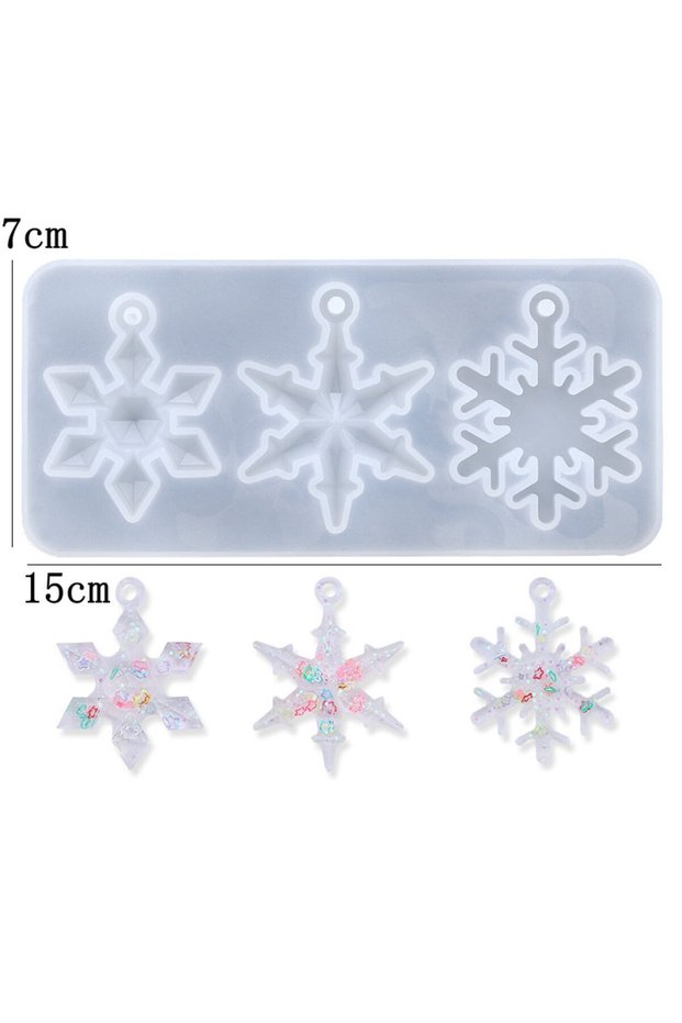 2 Snowflake Epoxy Resin Mould Casting Tools Silicone Snowflake Mold Handmade Jewelry Making Tools DI