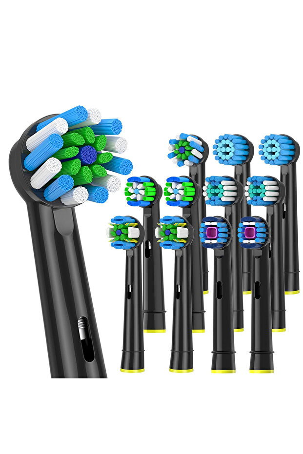 Mixed 12pcs Black Replacement Toothbrush Heads Compatible with Oral B Professional Electric Brush He