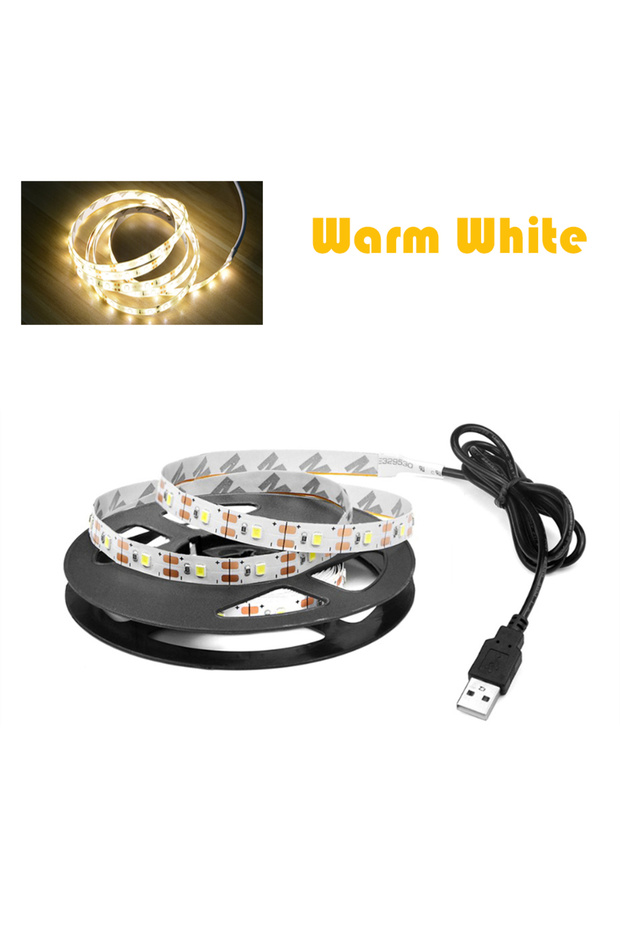 شريط إضاءة ليد USB أبيض دافئ 5 فولت 5 أمتار SMD 2835 1 متر 2 متر 3 متر 4 متر 5 متر أبيض/أبيض دافئ إضاءة مرنة