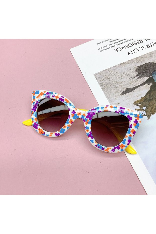 White yellow Fashionable New Travel Bag Flower Children's Sunglasses Anti UV Baby Boys And Girls Eye
