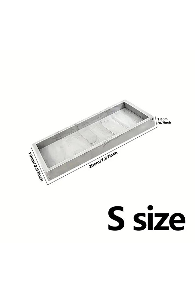 White Marble Pattern 1Pc Bathroom Vanity Silicone Tray, Rectangular Dish Soap and Sponge Holder, Van