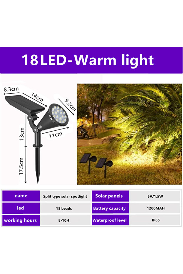 18LED Warm Light Unique Design 18 Led Rgb Spot Light Waterproof Garden Led Solar Stake Spotlight For