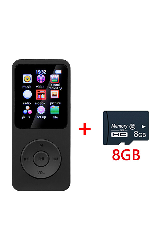 Black 8GB Card Mini Portable MP3 Player HiFi Music Walkman Bluetooth4.0 Support Two-Way Transmission