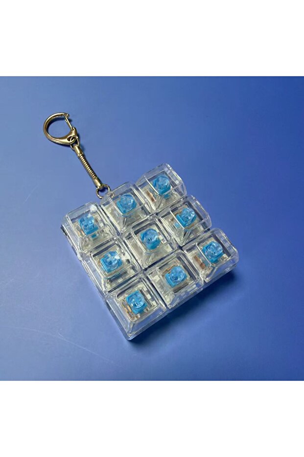 9 Buttons Keyboard Fidget Toys LED Crystal Keycap Keychain Stress Relief Fingertip Gadget Decompress