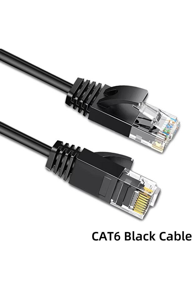 1M CAT 6 Black Flat Cat 6 Ethernet Flat Cable, Outdoor and Indoor 10Gbps Supports Cat6a Cat5 Cat5 Ne