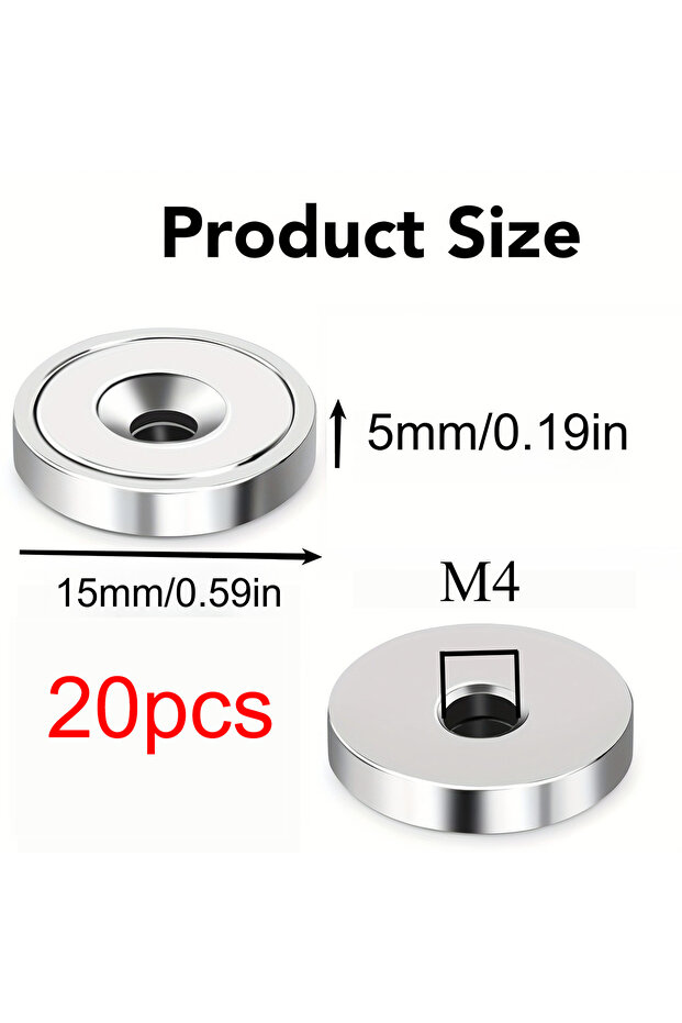 15x5mm-M4-20pcs 15x3-M4/15x5-M4/20x3-M4-Countersunk Hole Strong Refrigerator Magnet Widely Used in W