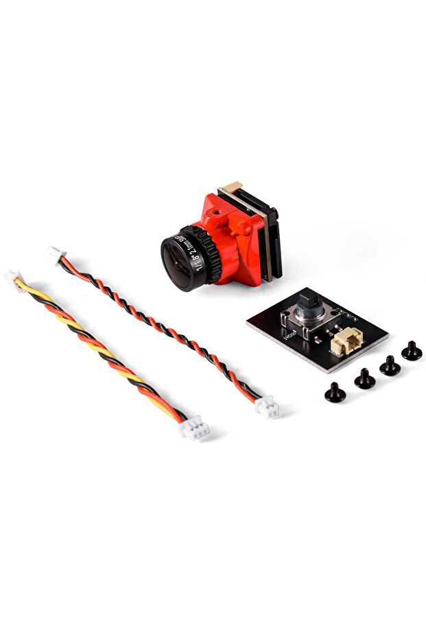 كاميرا FPV صغيرة حمراء 9IMOD بدقة 1800TVL و5 ميجابكسل وعدسة 2.1 مم ومستشعر HDR مقاس 1/3 بوصة 19×19 مم قابلة للتبديل بين NTSC وPAL لـ FPV