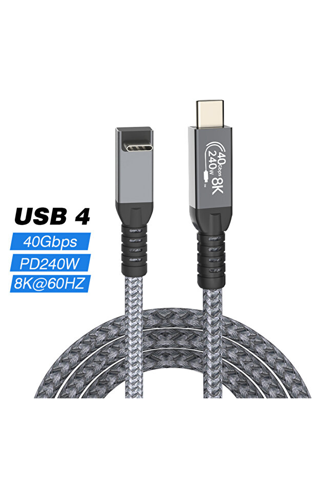 كابل USB4 بطول 1 متر، USB4 بسرعة 40 جيجابت في الثانية، 8K، L3 Thunderbolt4، كابل USB4 بزاوية 90 درجة، PD240W، Type-C Thunderbolt4