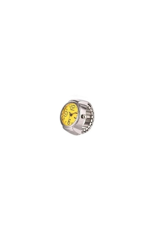 YELLOW Men Women Creative Round Elastic Quartz Finger Ring Watch Fashion Couple Watch for Lovers