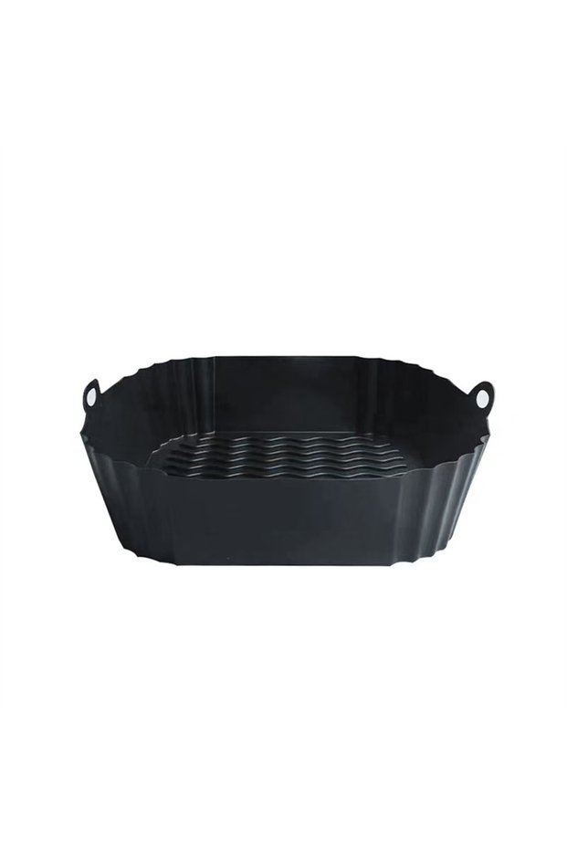 black Silicone Air Fryer Liners, Replacement of Parchment Paper Liner - Reusable & Heat Resistant Ai