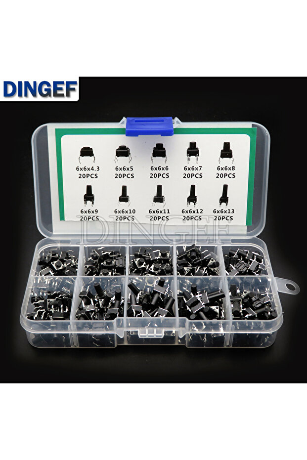10Values(200PCS) 100/180/200PCS 6x6mm Micro Push Tact Switch Kit 6x6 Mini Tactile Toggle Touch Butto