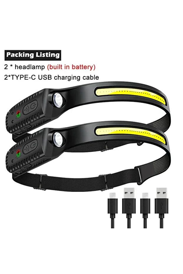 2PCS 1-10PCS LED Sensor Headlamp Built-in Battery USB Rechargeable Head Flashlight Headlight Head To