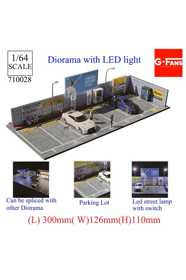 710028 GFans 1/64 Scale Car Garage Miniatures Model Car Parking Lot Diecast Scene Display Vehicle Sc